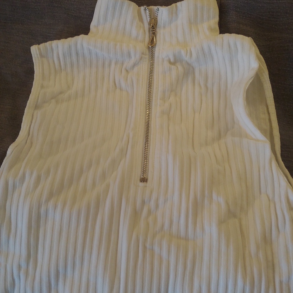 White Bodysuit with half Zip Down front*Nwot